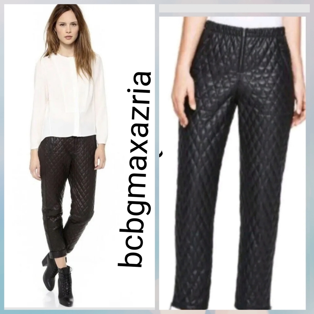 NWT BCBGMAXAZRIA Lucien Quilted Faux Leather Pants MSRP $268.00